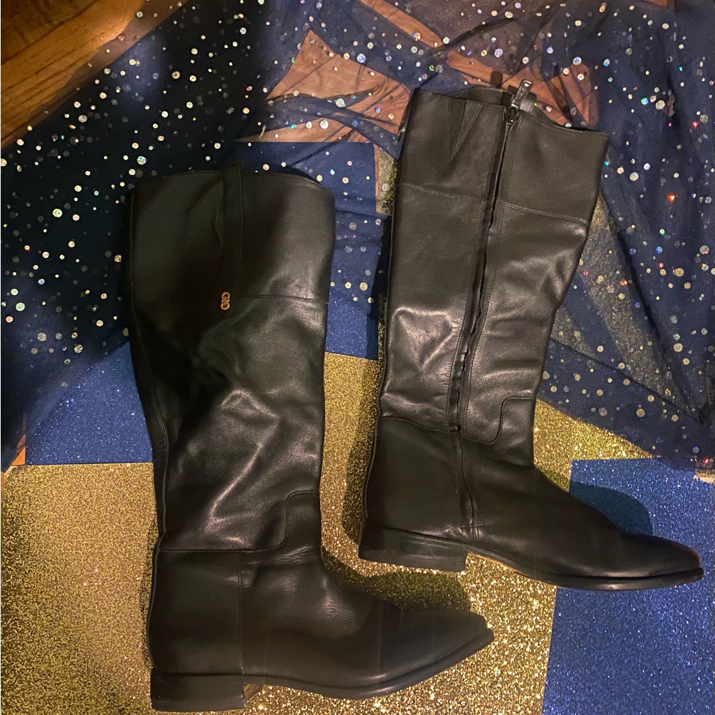 Cole Haan Equestrian Black Leather Long Boots Lux